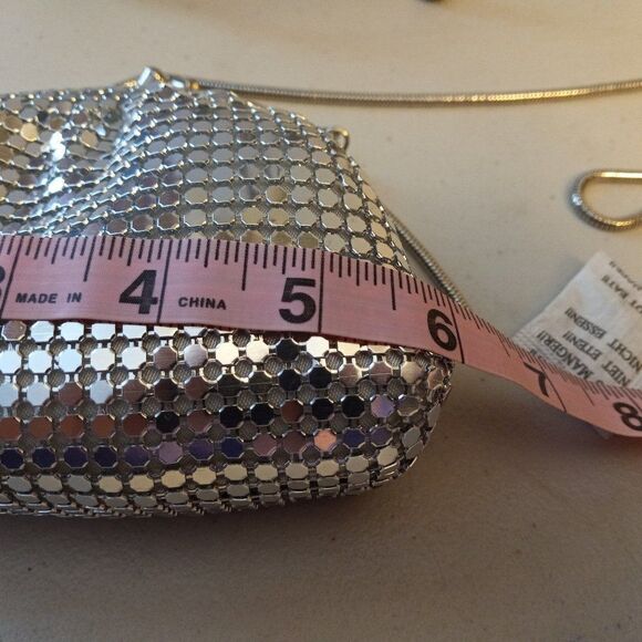 Silver Mesh Coin Purse Style Mini bag Cottagecore Granny Chic Special Event  - Picture 4 of 5